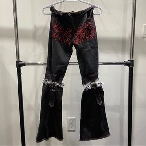 Y2K reconstructive bootcut jeans